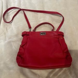 Deep Red Medium Size Bag Lavorazione Artigianale (real leather) from Italy